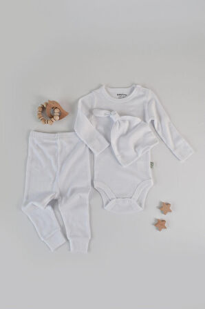 2D2B Baby Organik Modal Pantolon & Badi & Şapka Set