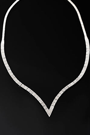 Kadın Gümüş Kolye - Zirkon Taşlı Paris 925 Ayar Gümüş Kadın Kolye