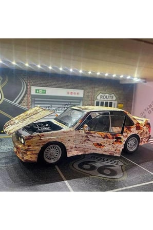 BMW M3 Diecast Model Araba Açılan Kapılar Katlanır Ayna BMW Vintage Model Araba 1:24 Ölçek