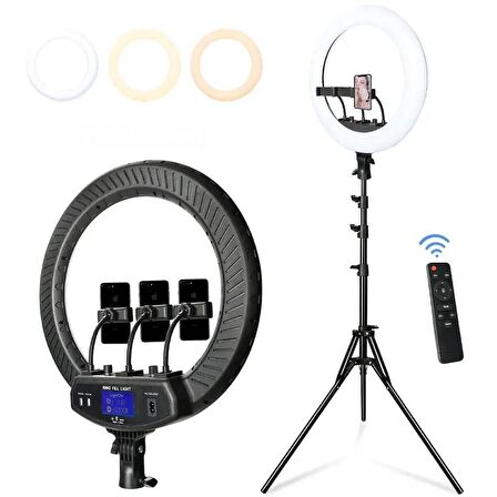 Dijital Göstergeli 18inç ring ligth halka ışık 2.10cm döküm tripod ayak