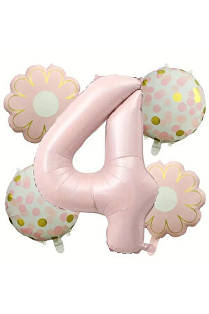 Pembe & Sarı Puantiyeli ayçiçeği folyo balonlu yaş balon set