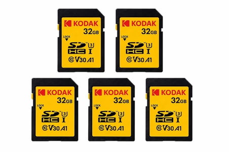 Kodak 5'li 32GB Sd Hafıza Kartı Uhs-I U3 V30 A1 Class 10 4K Ultra Hd Memory Card