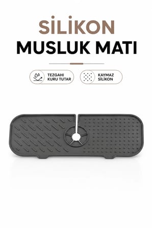 Bulaşık Kurutmalık - Silikon Musluk ve Lavabo Matı - Kaydırmaz Damlalık Tezgah Altlığı (1 Adet)