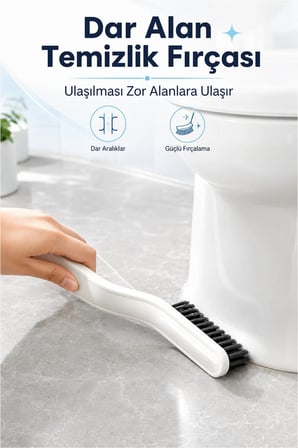 Cımbızlı Çok Amaçlı Temizlik Fırçası - Köşe, Derz ve Dar Alanlarda Pratik Temizlik (1 Adet)
