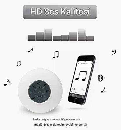 QASUL Eşsiz Dayanıklı Vantuzlu Duş Hoparlörü Oynatıcı Konforlu  Müzik Çalar Araba Dış Mekan, Havuz, Banyo