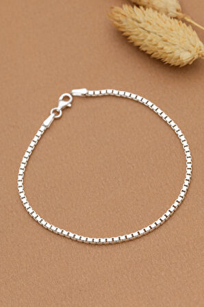 Kadın Gümüş Bileklik - 925 Ayar 2mm Küp Zincir Gümüş Bileklik