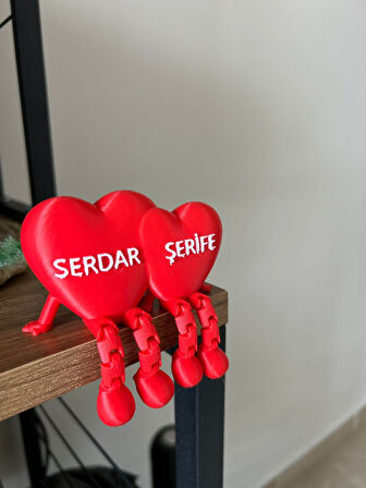 Eklemli Kalp Figür Dekoru -Hediyelik-Süs-Kişileştirilebilir İsimler