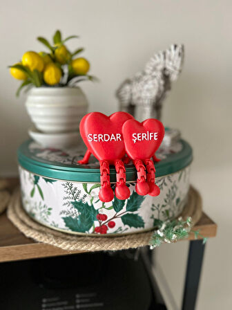 Eklemli Kalp Figür Dekoru -Hediyelik-Süs-Kişileştirilebilir İsimler