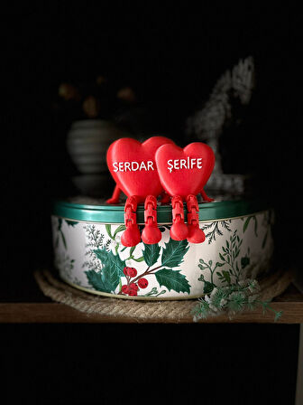 Eklemli Kalp Figür Dekoru -Hediyelik-Süs-Kişileştirilebilir İsimler