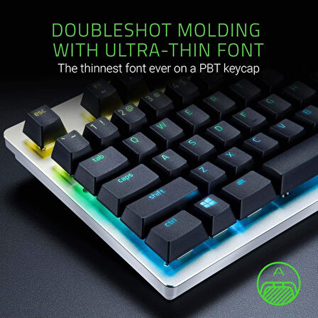 Razer PBT Tuş Seti Mekanik ve Optik Klavyeler için Klavye Yükseltme Seti (Arka Işık Uyumluluğu, Üstün PBT Malzemesi) Siyah