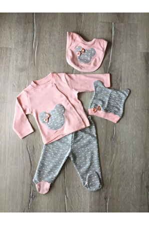 Mc Elci 4'lü Kız Bebek Takım 6423 Somon
