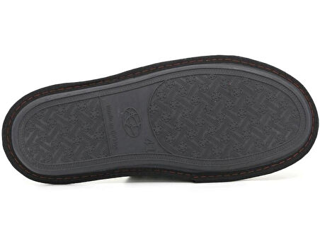 Rahat Taban Kumaş Nakışlı Çanak Erkek Ev içi Terlik Ekose Gri Tarzauris