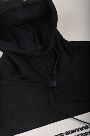 DeepSEA Erkek Siyah Dar Kesim Süet Kumaş Sweatshirt – Kapüşonlu & Şık Tasarım Sweatshirt 2608510