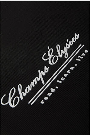 DeepSEA Erkek Siyah Fitilli Şardonlu Sweatshirt - Pamuklu, Likralı, Rahat Kalıp Sweatshirt 2601510