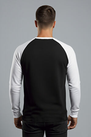 DeepSEA Erkek Siyah Fitilli Şardonlu Sweatshirt - Pamuklu, Likralı, Rahat Kalıp Sweatshirt 2601510