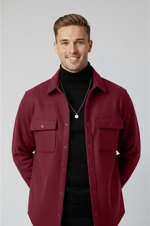 DeepSEA Erkek Bordo Kaşe Ceket Mont – Rahat Kesim Cepli Çıtçıtlı Ceket 2500559