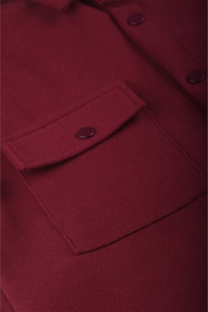DeepSEA Erkek Bordo Kaşe Ceket Mont – Rahat Kesim Cepli Çıtçıtlı Ceket 2500559