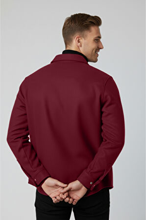 DeepSEA Erkek Bordo Kaşe Ceket Mont – Rahat Kesim Cepli Çıtçıtlı Ceket 2500559