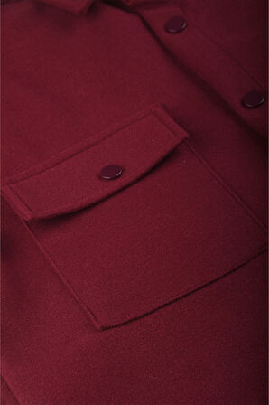 DeepSEA Erkek Bordo Kaşe Ceket Mont – Rahat Kesim Cepli Çıtçıtlı Ceket 2500559