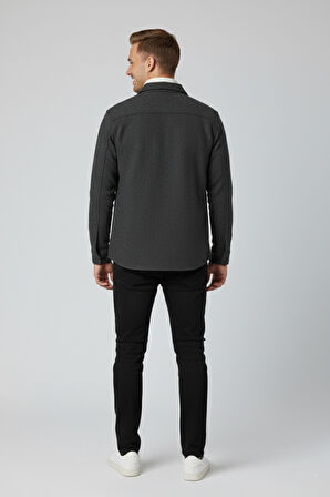 DeepSEA Erkek Füme Kaşe Ceket Mont – Rahat Kesim Cepli Çıtçıtlı Ceket 2500559