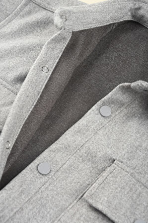 DeepSEA Erkek Gri Kaşe Ceket Mont – Rahat Kesim Cepli Çıtçıtlı Ceket 2500559