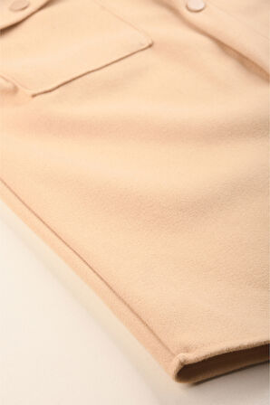 DeepSEA Erkek Bej Kaşe Ceket Mont – Rahat Kesim Cepli Çıtçıtlı Ceket 2500559