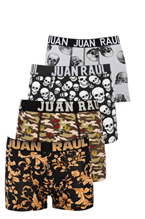 DeepSEA Erkek Çok Renkli 4’lü Desenli Likralı Boxer Seti – Esnek, Dar Kesim, Konforlu İç Giyim 2603110