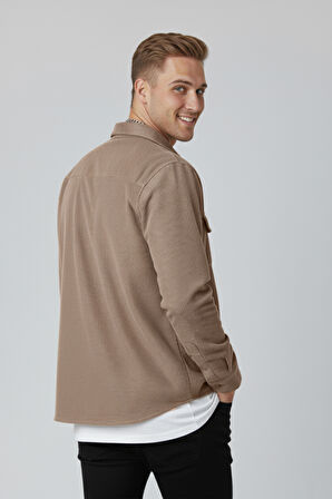 DeepSEA Vizon Cepli Likralı Kadife Kumaş Rahat Kesim Erkek Gömlek – Yumuşak Dokulu, Şık Tasarım Gömlek 2600759