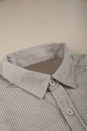 DeepSEA Erkek Gri Kadife Fitilli Rahat Kesim Gömlek Yumuşak Dokulu Likralı Kadife Gömlek 2600758