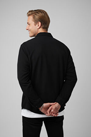 DeepSEA Erkek Siyah Kadife Fitilli Rahat Kesim Gömlek Yumuşak Dokulu Likralı Kadife Gömlek 2600758