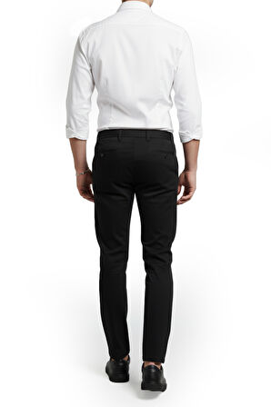 DeepSEA Erkek Siyah Esnek Kumaş Slim Fit Beli Lastikli Günlük Spor Pantolon 2601070