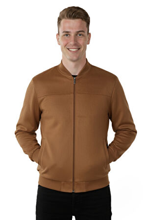 DeepSEA Erkek Kahve Dar Kesim Likralı Fermuarlı Süet Ceket – Mevsimlik İnce Premium Mont 2504334