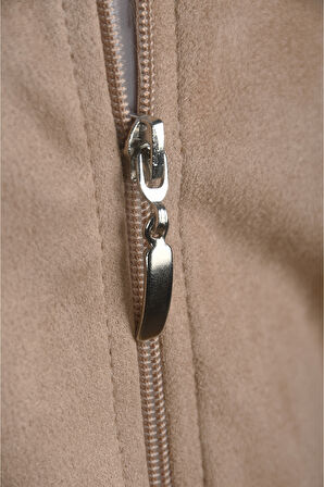 DeepSEA Erkek Vizon Dar Kesim Likralı Fermuarlı Süet Ceket – Mevsimlik İnce Premium Mont 2504334