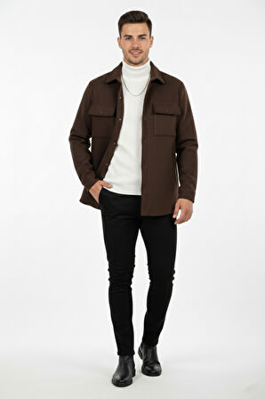 DeepSEA Erkek Koyu Kahve Premium Kaşe Ceket – Şık, Modern ve Sıcak Tutan Tasarım Ceket Mont 2500559