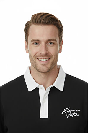 DeepSEA Erkek Siyah Relax Fit İçi Polarlı Polo Yaka Sweatshirt – Pamuklu Kalın Sweatshirt 2600762