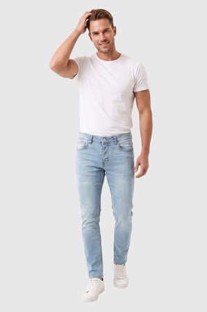 DeepSEA Erkek Slim Fit Dar Kesim Likralı Buz Mavisi Kot Pantolon – Dar Paça İnce Esnek Jean 2608306