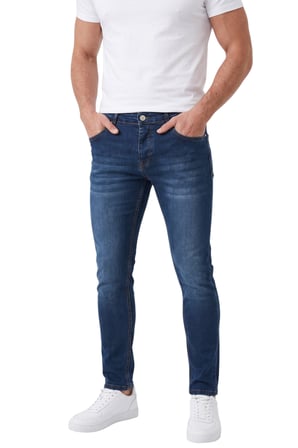 DeepSEA Erkek Slim Fit Dar Kesim Likralı Koyu Lacivert Kot Pantolon – Dar Paça İnce Esnek Jean 2608306