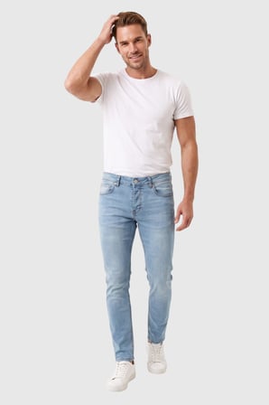 DeepSEA Erkek Slim Fit Dar Kesim Likralı Açık Mavi Kot Pantolon – Dar Paça İnce Esnek Jean 2608306