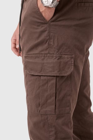 DeepSEA Erkek Slim Fit Likralı Kahve Kargo Jogger Pantolon – İpli Bel Lastikli Paça 1601569