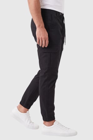 DeepSEA Erkek Slim Fit Likralı Siyah Kargo Cepli Jogger Pantolon – İpli Bel Lastikli Paça 2600589