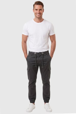 DeepSEA Erkek Slim Fit Likralı Füme Kargo Cepli Jogger Pantolon – İpli Bel Lastikli Paça 2600589