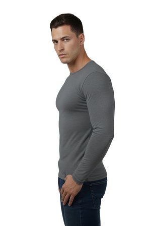 DeepSEA Antrasit Dar Kalıp Likralı %90 Pamuk Erkek Sweatshirt – Vücuda Oturan İnce Penye Sweat 2300423