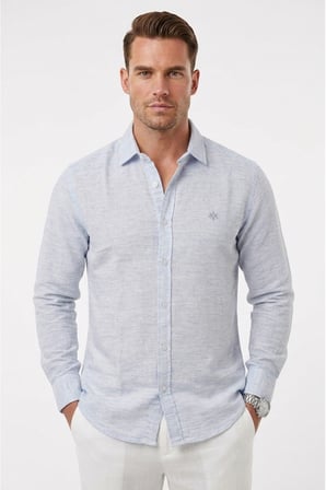 DeepSEA Mavi Slim Fit Çizgili %100 Pamuk Erkek Gömlek – Nefes Alan Şık Günlük Gömlek 2602626