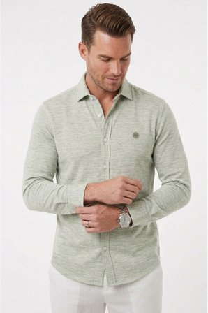 DeepSEA Yeşil Slim Fit Çizgili %100 Pamuk Erkek Gömlek – Nefes Alan Şık Günlük Gömlek 2602626