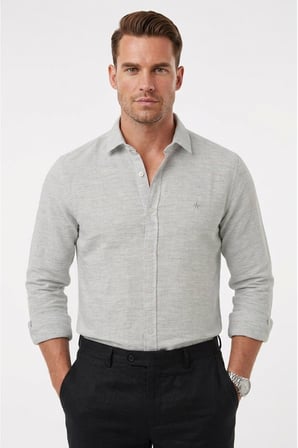 DeepSEA Koyu Gri Slim Fit Çizgili %100 Pamuk Erkek Gömlek – Nefes Alan Şık Günlük Gömlek 2602626