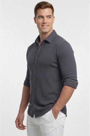 DeepSEA Füme Slim Fit Örme Kumaş Likralı Erkek Gömlek – Nefes Alan Esnek ve Modern Tasarım 2602604