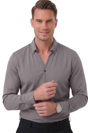 DeepSEA Füme Slim Fit Kolay Ütülenebilir Açık Dik Yaka Likralı Erkek Gömlek 2602615