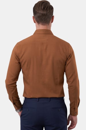 DeepSEA Açık Kahve Slim Fit Kolay Ütülenebilir Açık Dik Yaka Likralı Erkek Gömlek 2602615