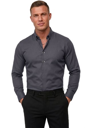 DeepSEA Füme Slim Fit Likralı Kolay Ütülenebilir Gizli Düğmeli Erkek Gömlek 2602614