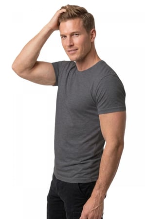 DeepSEA Erkek Antrasit Slim Fit %90 Pamuk Likralı Yumuşak Dokulu Basic Tişört 1801131